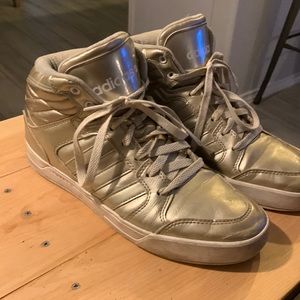 White Gold high top adidas size 9